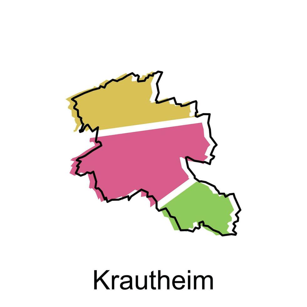 Krautheim City Map illustration. Simplified map of Germany Country vector design template