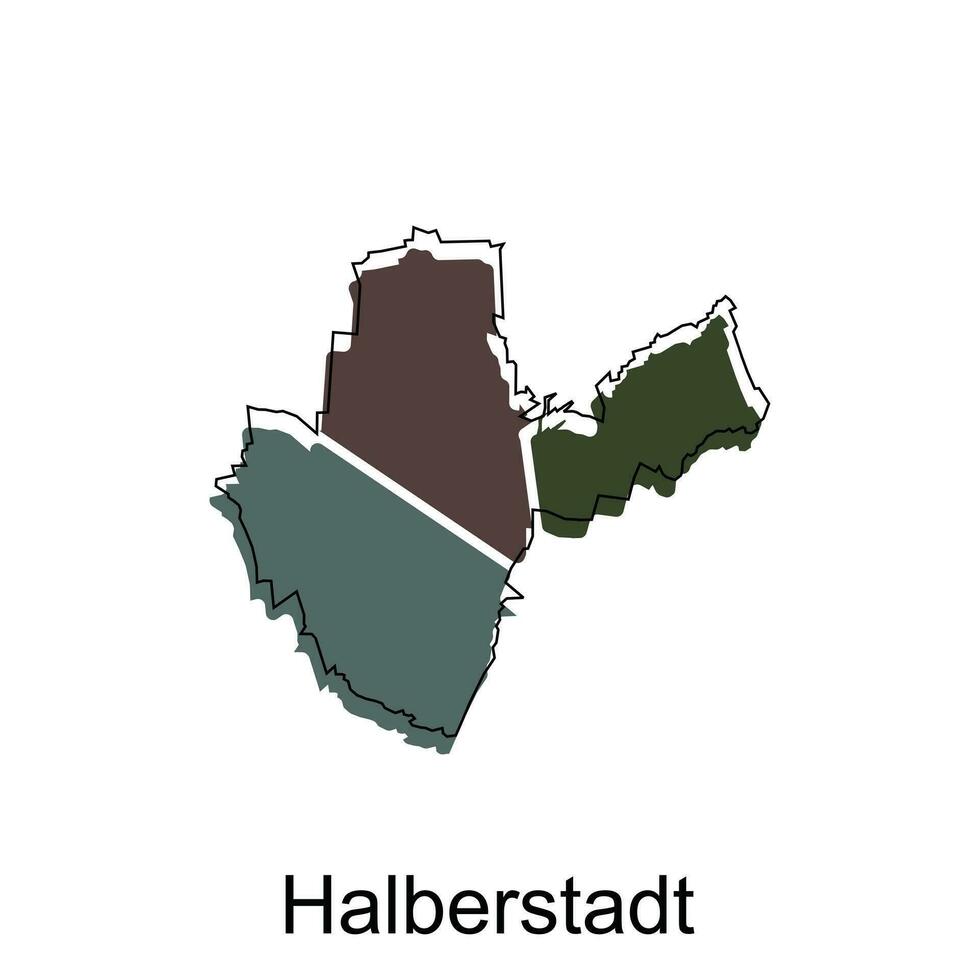 Halberstadt ciudad mapa ilustración diseño, mundo mapa internacional vector modelo vistoso con contorno gráfico