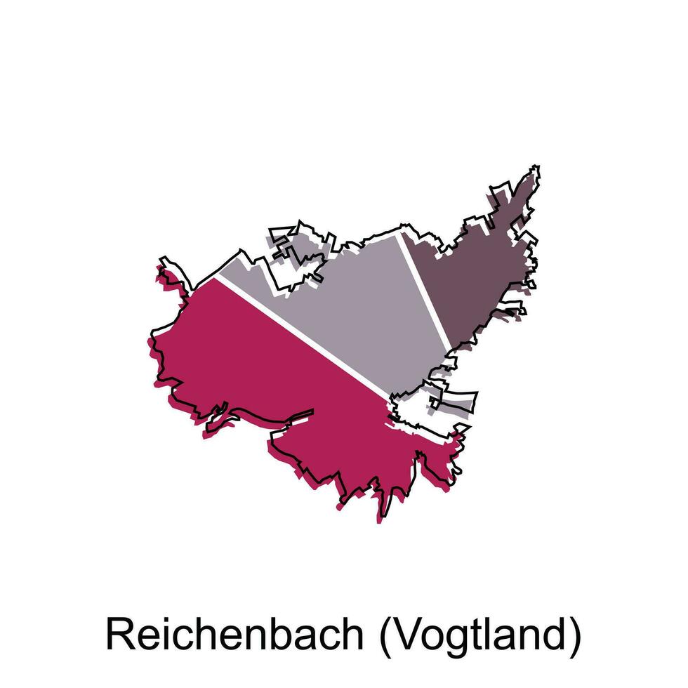 Map of Reichenbach, Vogtland modern with outline style vector design, World Map International vector template