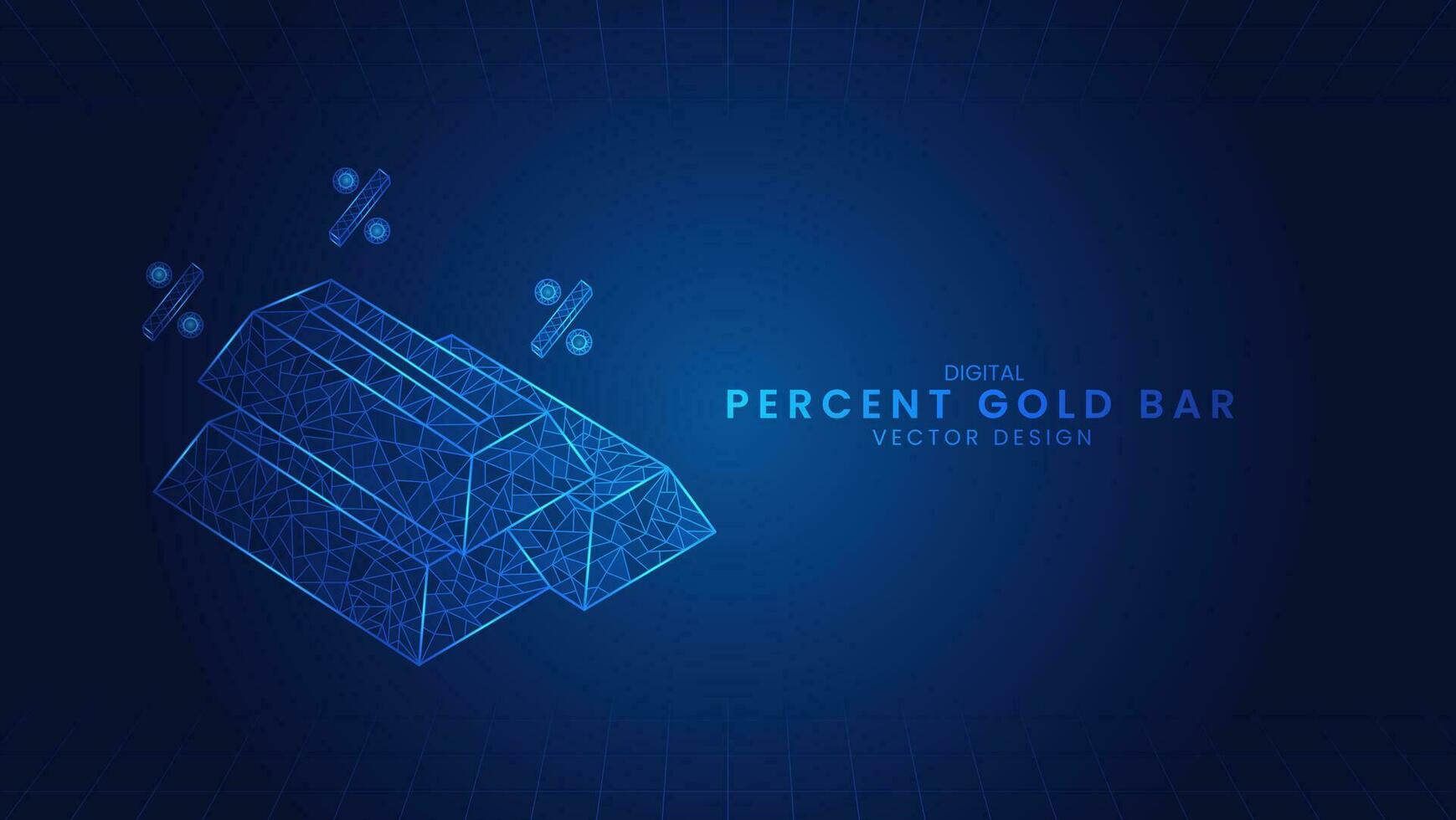 Percent gold bar. Financial loan business banking or payment. Low Poly wireframe style Vector Illustration
