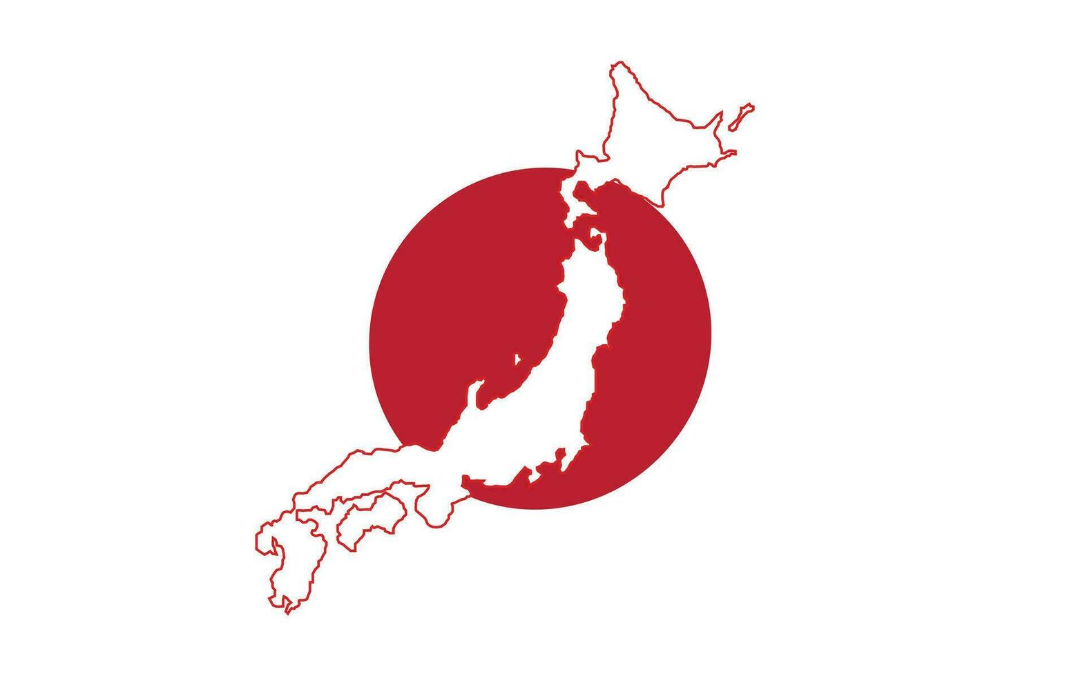 Japan national official map flag symbol, banner vector illustration.