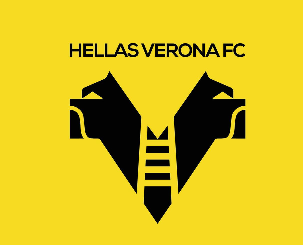 Hellas Verona FC Club Logo Symbol Black Serie A Football Calcio Italy Abstract Design Vector Illustration With Yellow Background