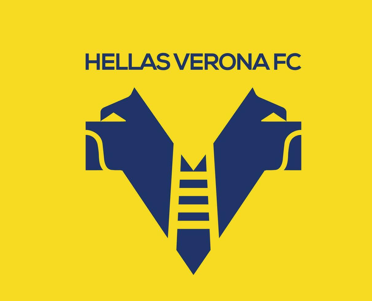 Hellas Verona FC Club Logo Symbol Blue Serie A Football Calcio Italy Abstract Design Vector Illustration With Yellow Background