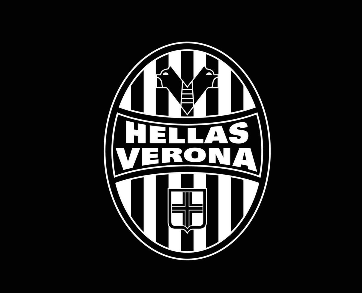 Hellas Verona FC Club Symbol Logo White Serie A Football Calcio Italy Abstract Design Vector Illustration With Black Background