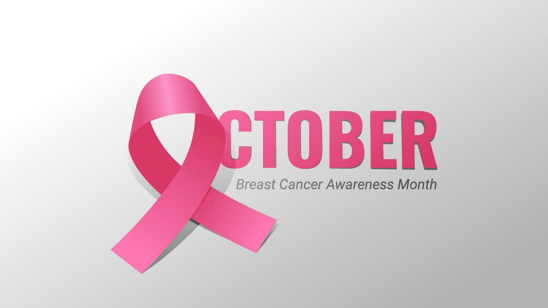 October Breast Cancer Awareness Month Banner Simple Clean Pink Ribbon on White Background Illustration vector