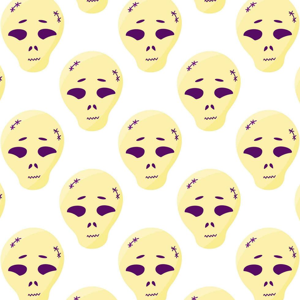 halloween skull emotion color scary pattern vector