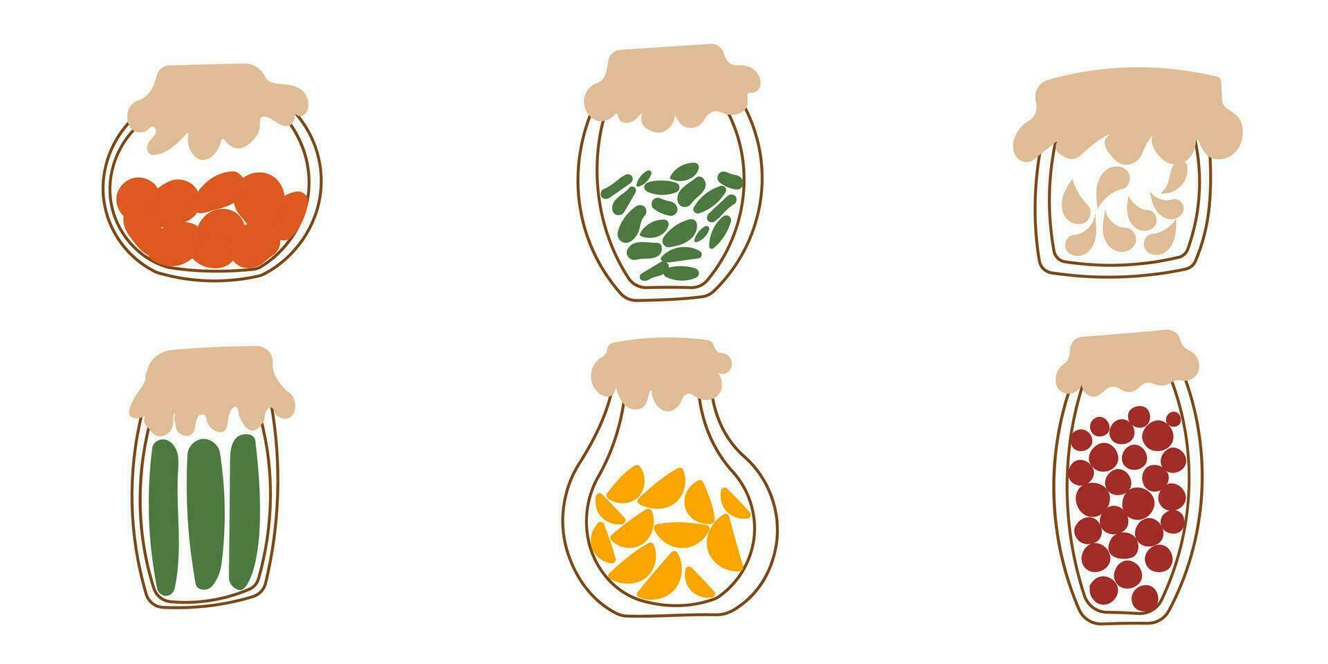 jar line jam set colored doodle elements vector