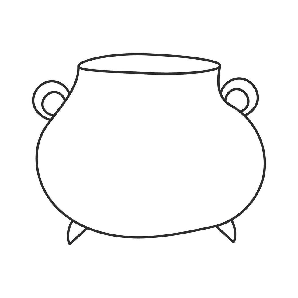 cauldron witch halloween potion brew line doodle vector