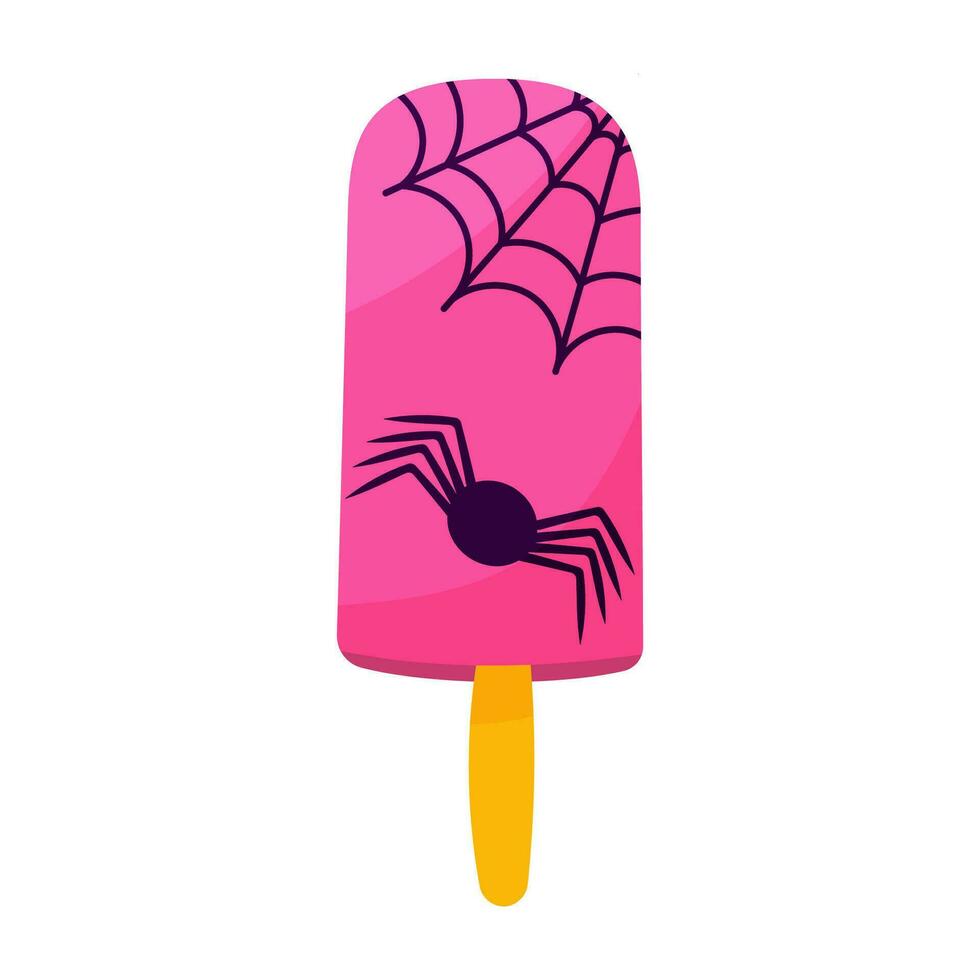 ice cream cake hallowee icon spider web vector