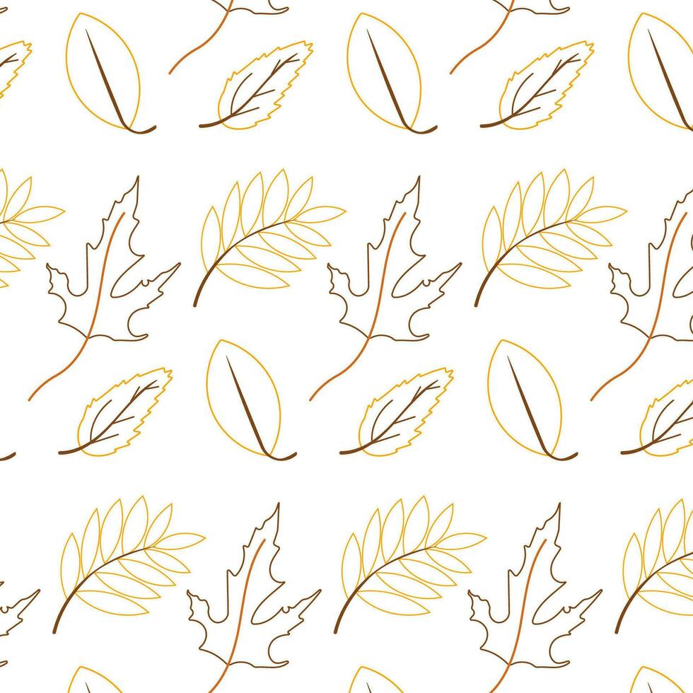 leaf foliage autumn line forest pattern background vector