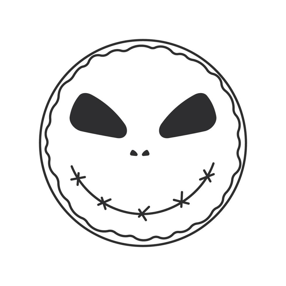 donut emoticon halloween sweet element icon line vector