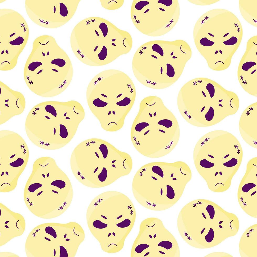 halloween skull emotion color scary pattern vector