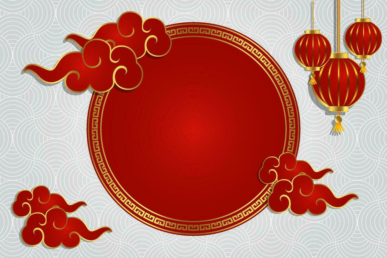 chinese new year lantern festival oriental frame ornament background text space area template design vector