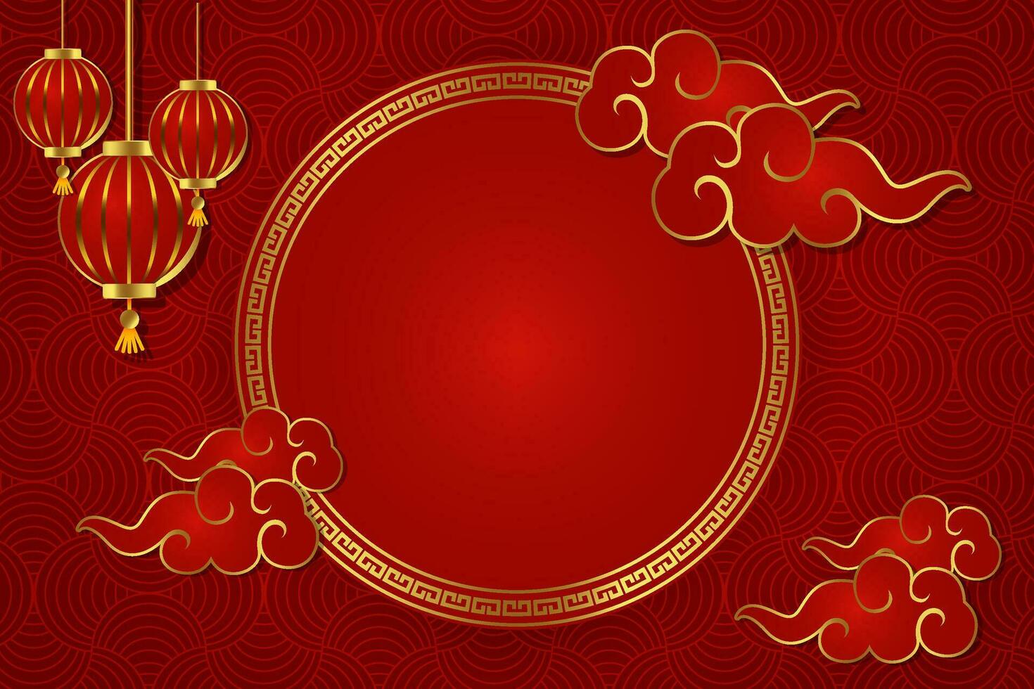 chinese new year lantern festival oriental background red gold text space area template design vector
