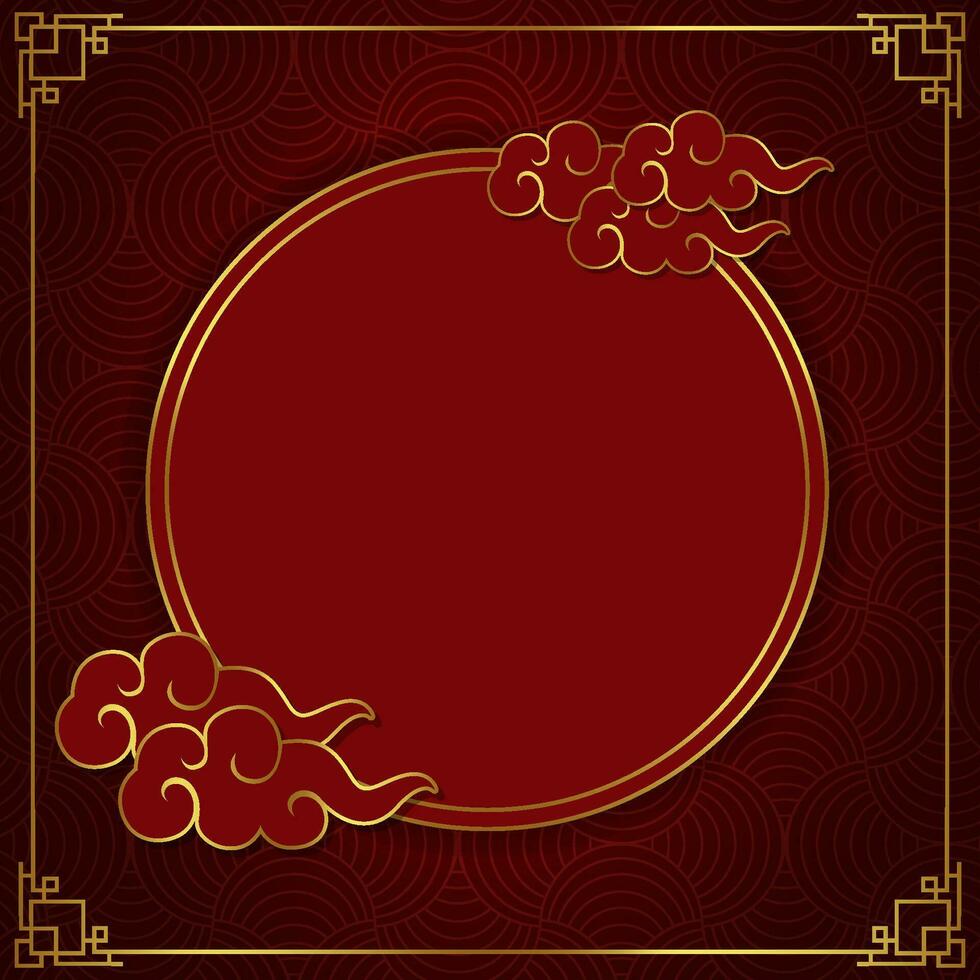 chinese frame red and gold for your text space area chinese new year style oriental seamless pattern square template vector