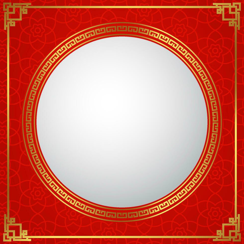 chinese square oriental frame background red and gold circle window for your text space area template design vector