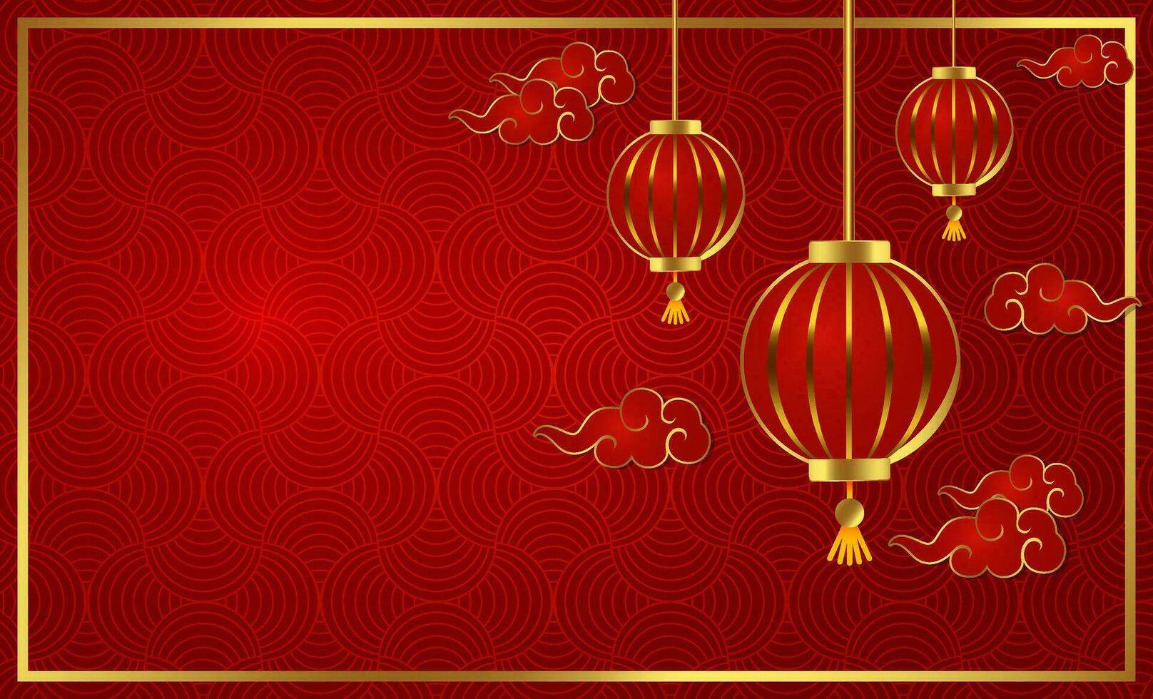 china new year lantern festival chinese oriental background red gold text space area template design vector