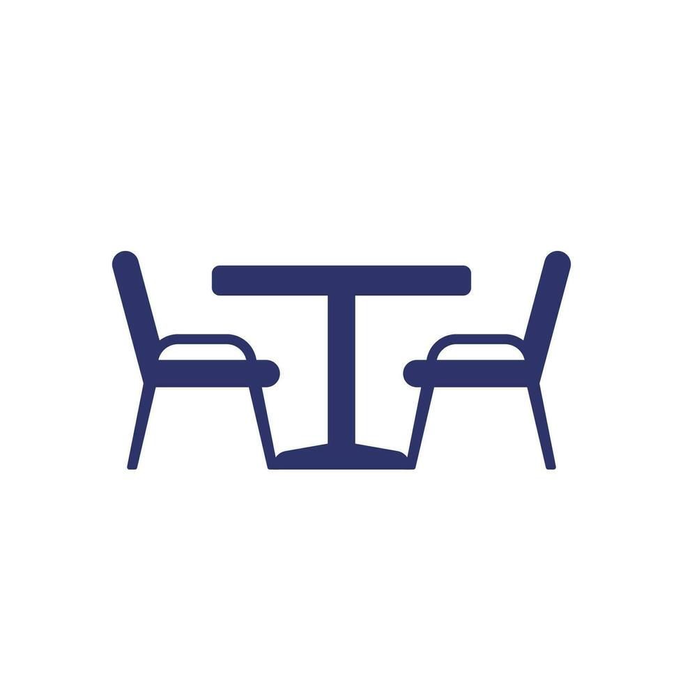 dining table and chairs icon on white vector