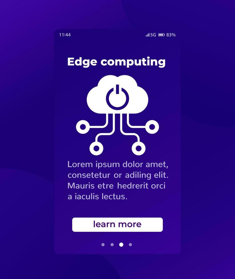 Edge computing mobile banner with vector icon