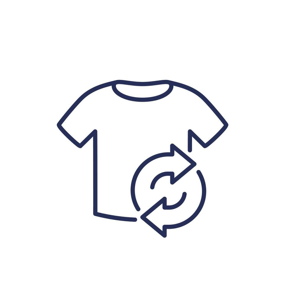 recycling clothes icon with t-shirt, line vector