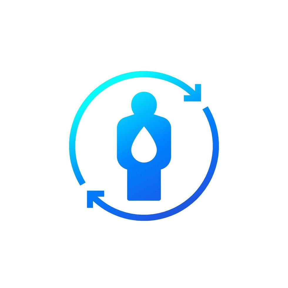 rehydrate your body icon, recovering from dehydration vector