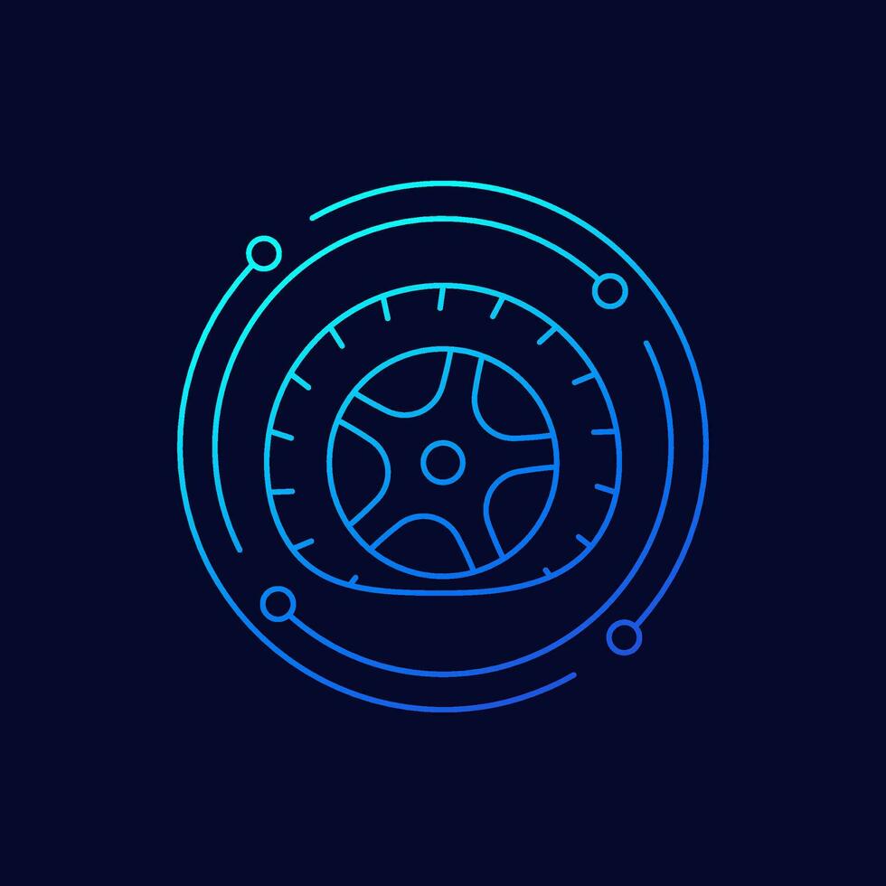 flat tire icon, linear design vector