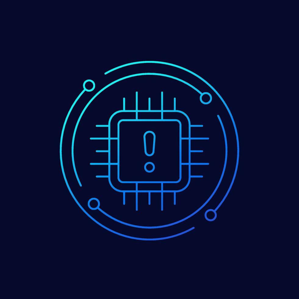 microchip supply shortage icon, linear design vector