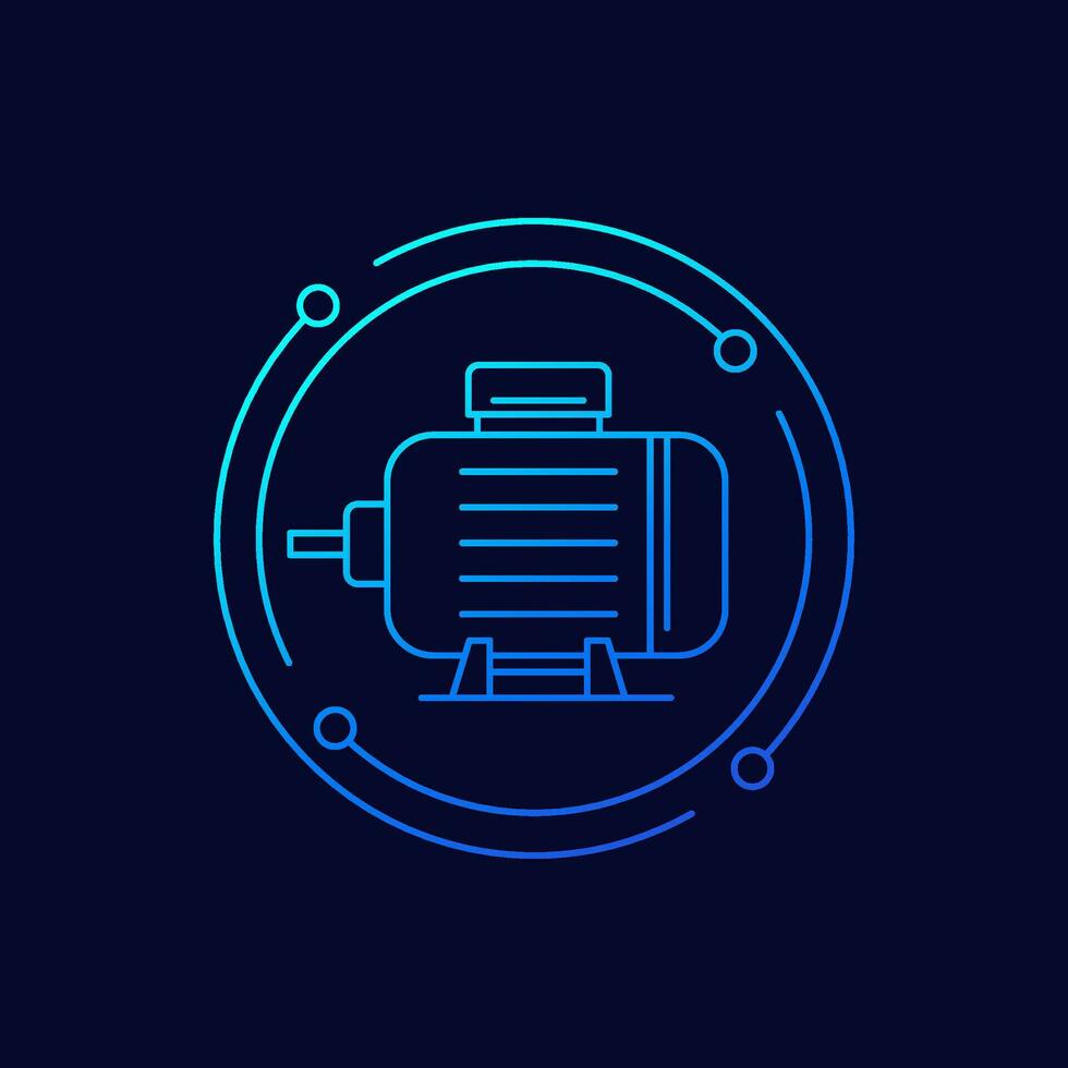 electric motor icon, linear design vector