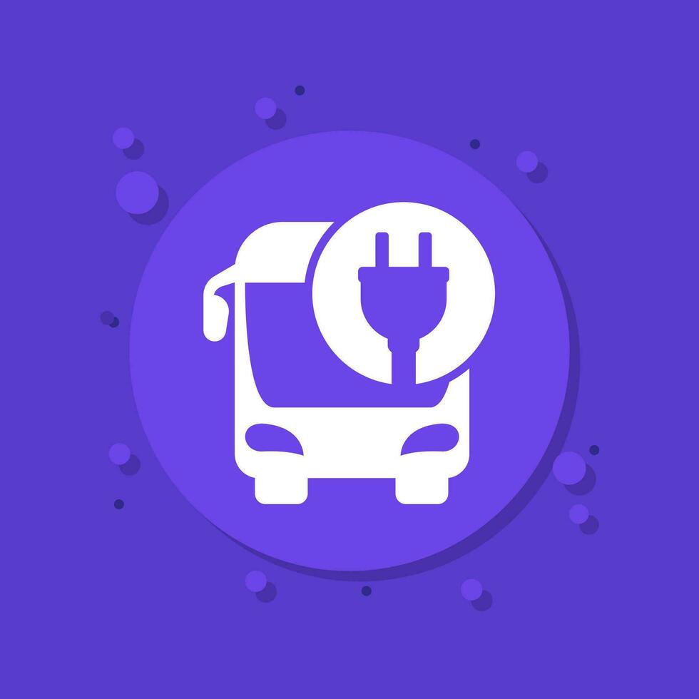 electric bus vector icon with a plug