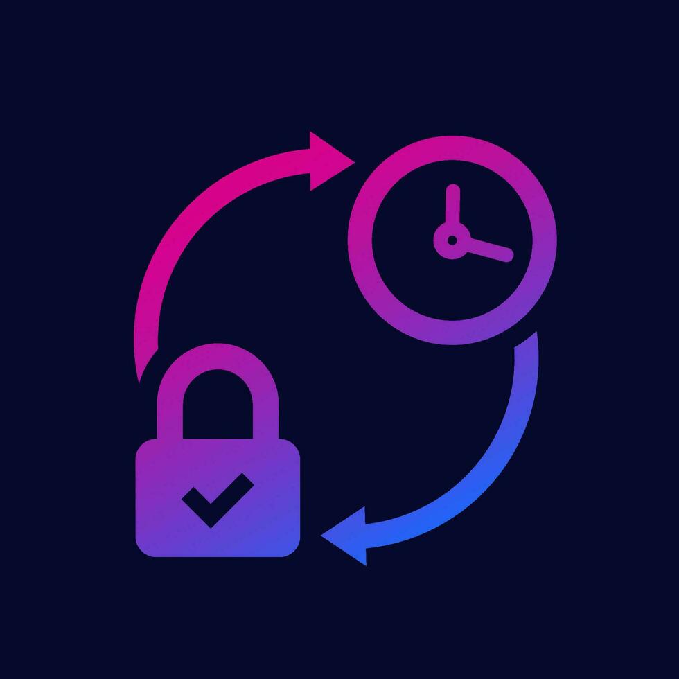 lock and time icon for web vector