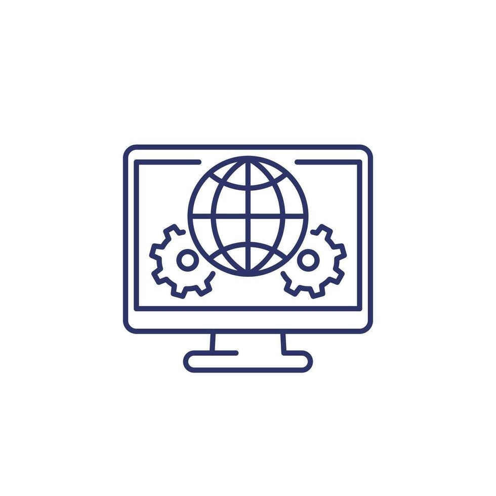 network, connection settings line icon on white vector