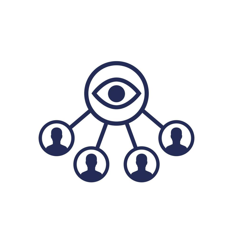 monitoring group, observers icon on white vector