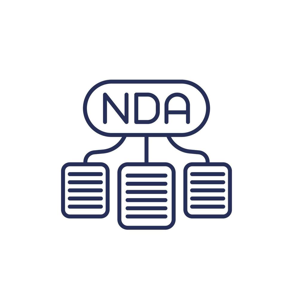 NDA line icon with documents vector