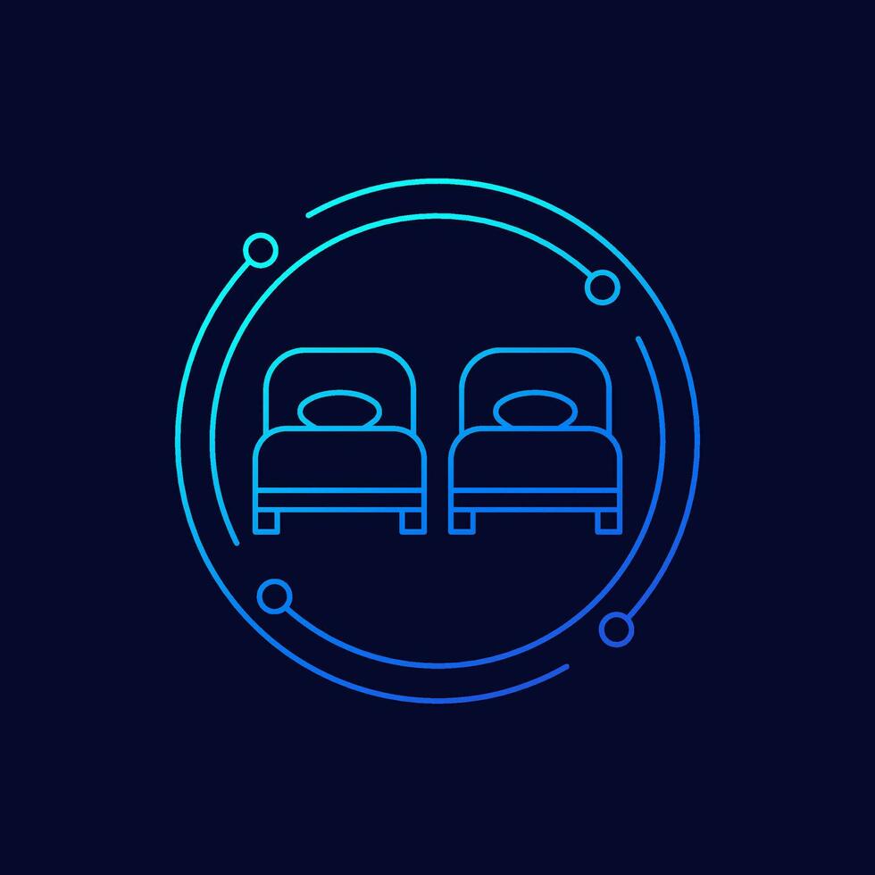 twin beds icon, linear vector