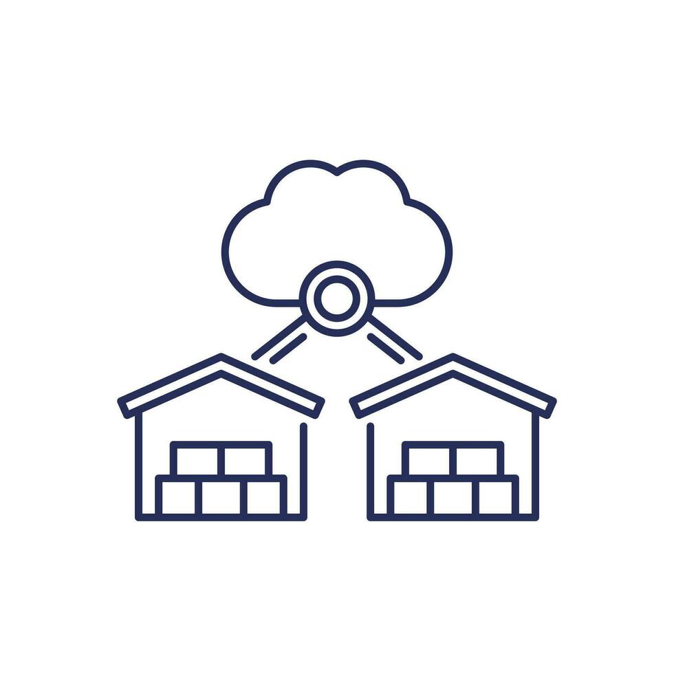 Cloud platform for warehouses line icon vector