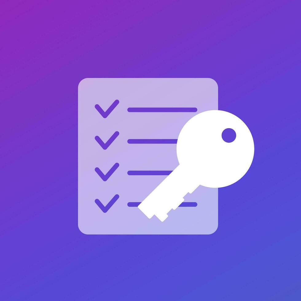key and checklist icon for web vector