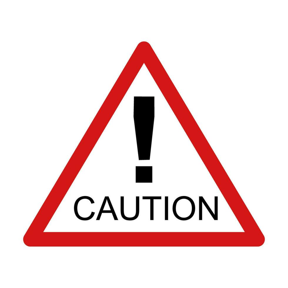Road triangle caution sign vector isolated, safety sign on white background.