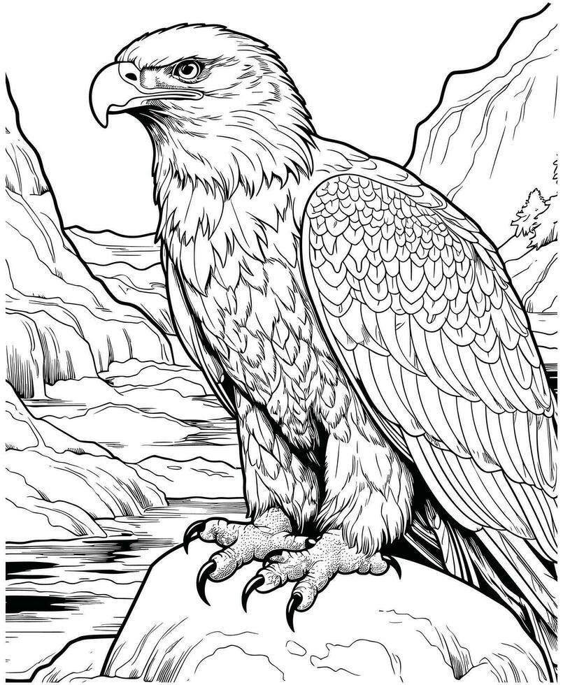 Eagle ice cold coloring pages vector