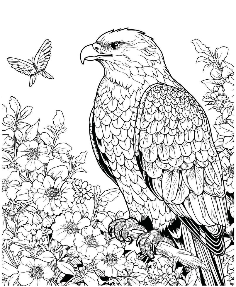 realistic eagle coloring pages vector