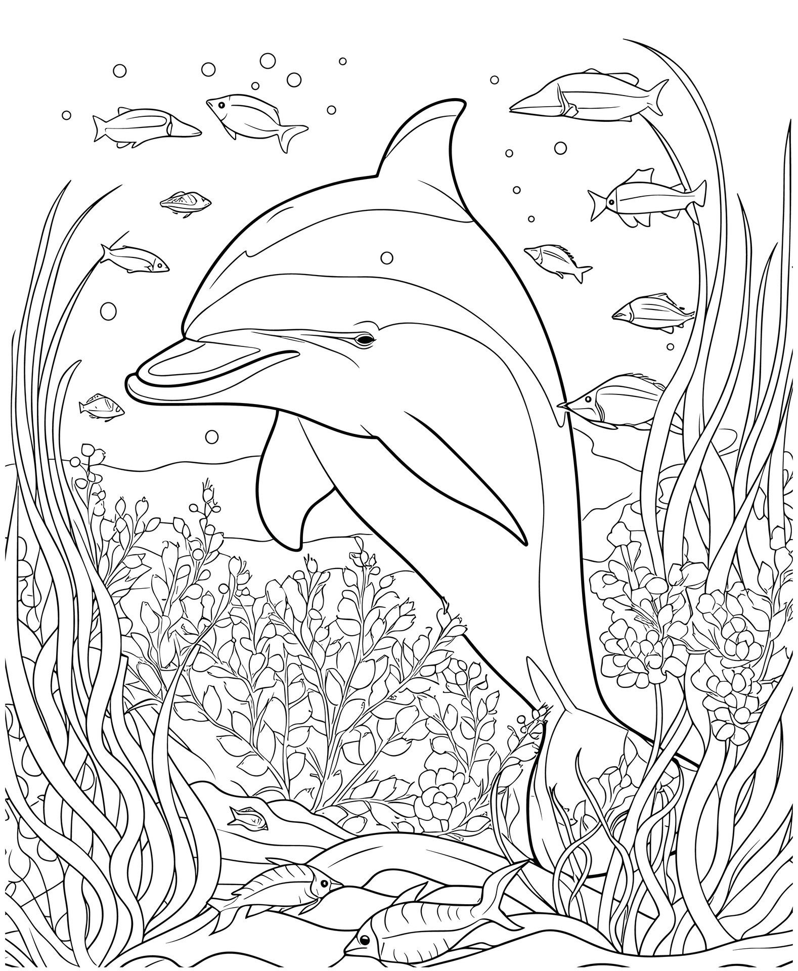 Dolphin coloring pages for sea life 27465935 Vector Art at Vecteezy