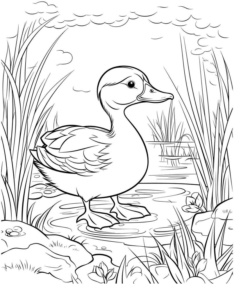 Duck Jungle coloring pages vector