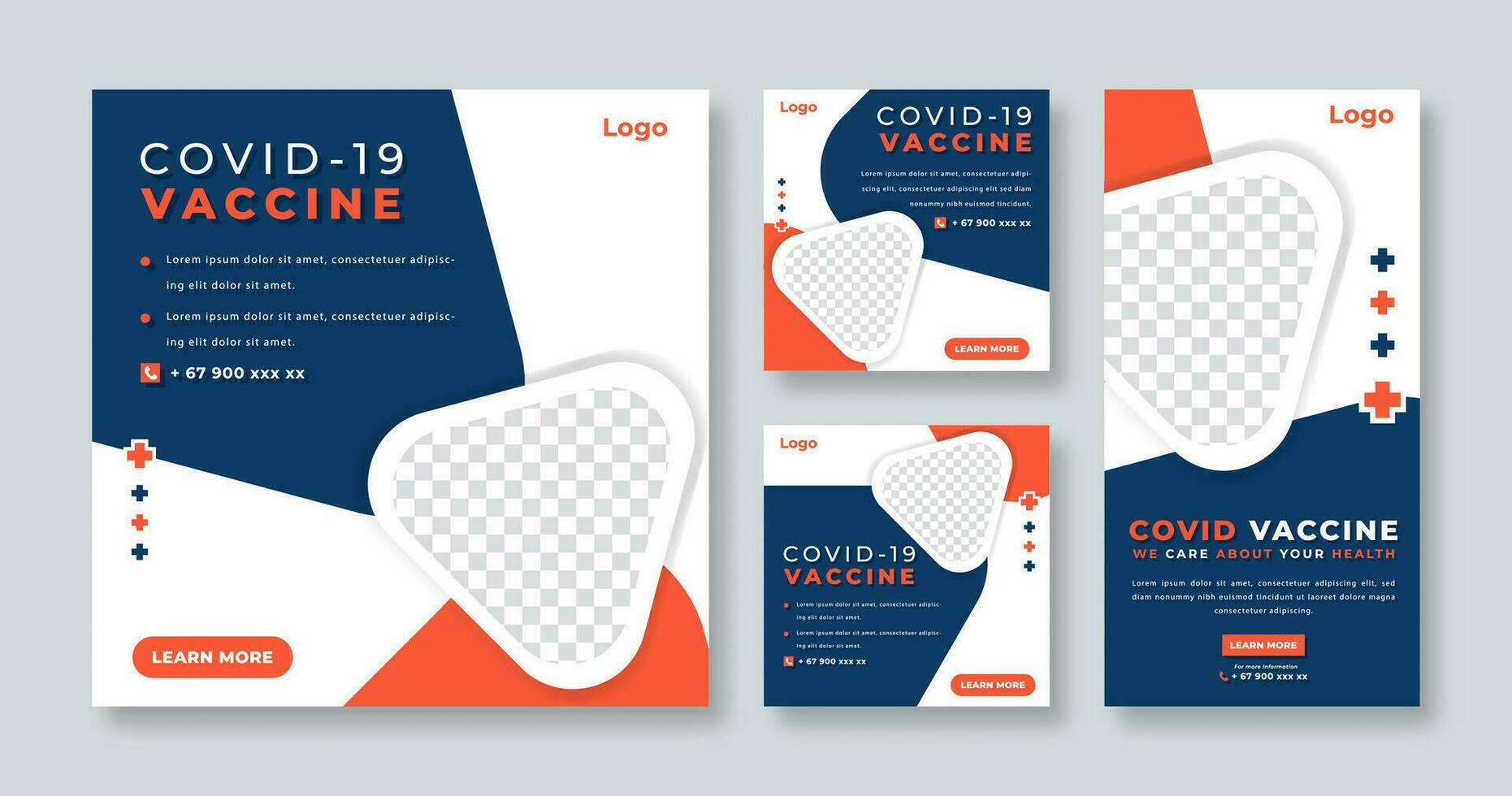 Covid-19 Vaccine Social Media Post for Online Marketing Promotion Banner, Story and Web Internet Ads Flyer vector