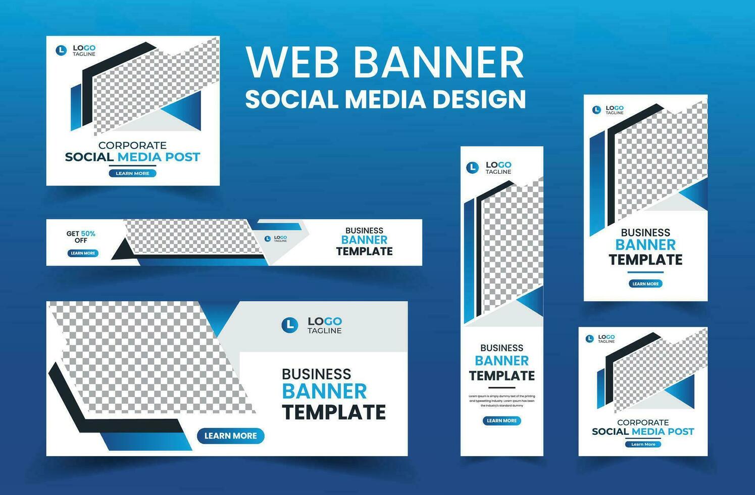 Web Banner Layout Set, Social Media Cover ads banner template, Business banner web template bundle design, flyer, invitation card vector