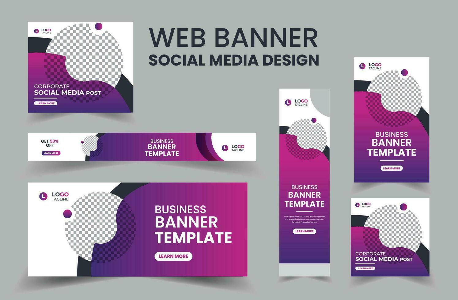 Web Banner Layout Set, Social Media Cover ads banner template, Business banner web template bundle design, flyer, invitation card vector