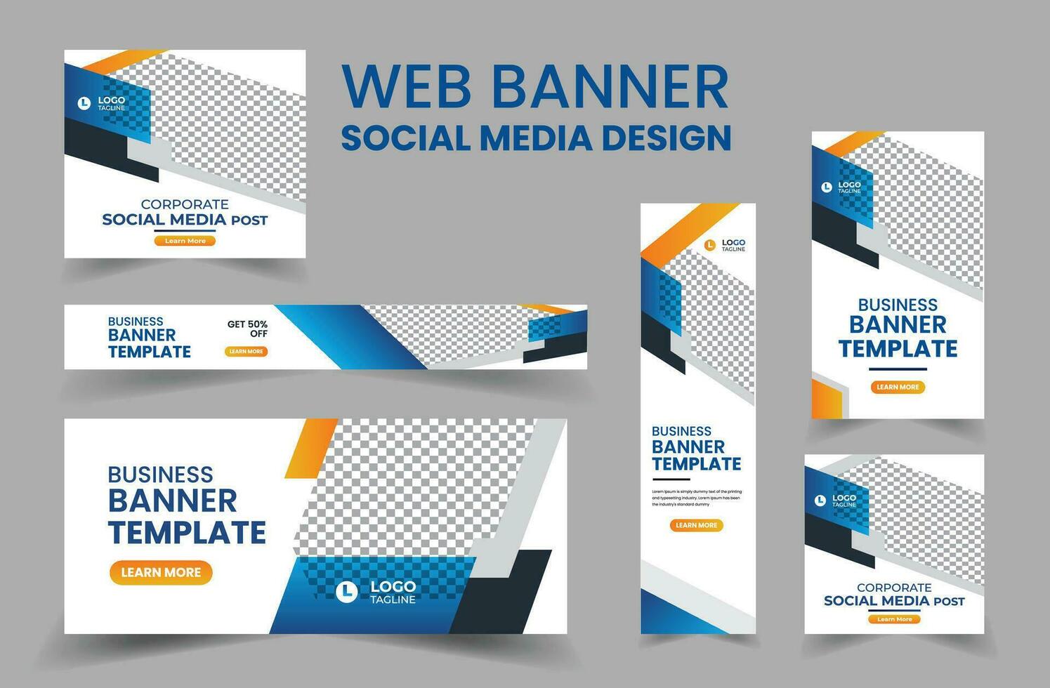 Web Banner Layout Set, Social Media Cover ads banner template, Business banner web template bundle design, flyer, invitation card vector