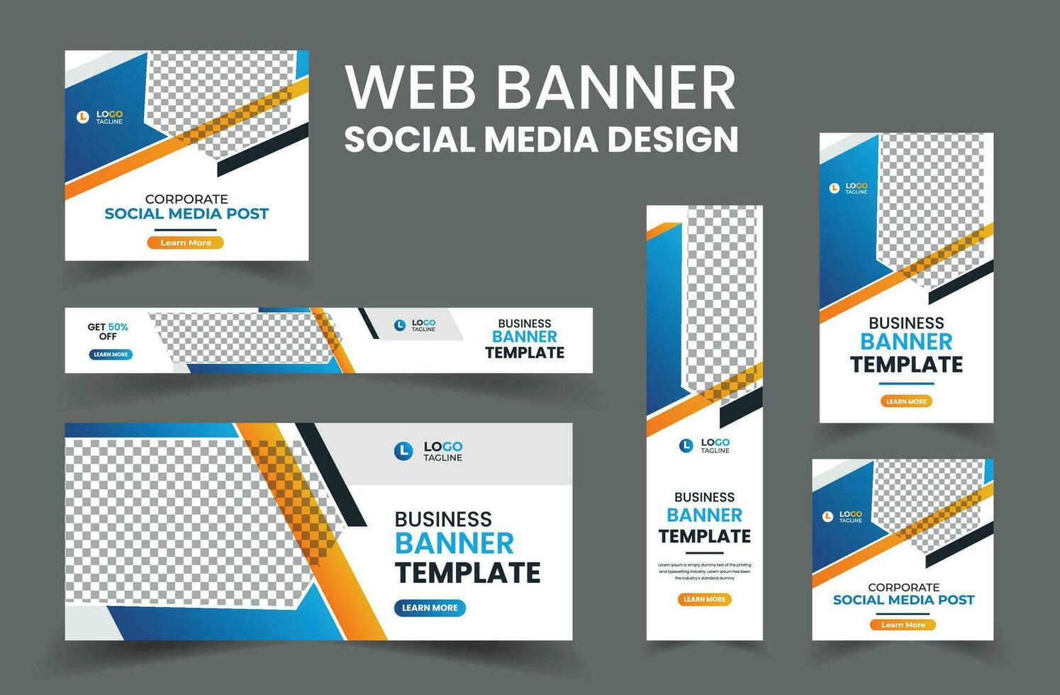 Web Banner Layout Set, Social Media Cover ads banner template, Business banner web template bundle design, flyer, invitation card vector