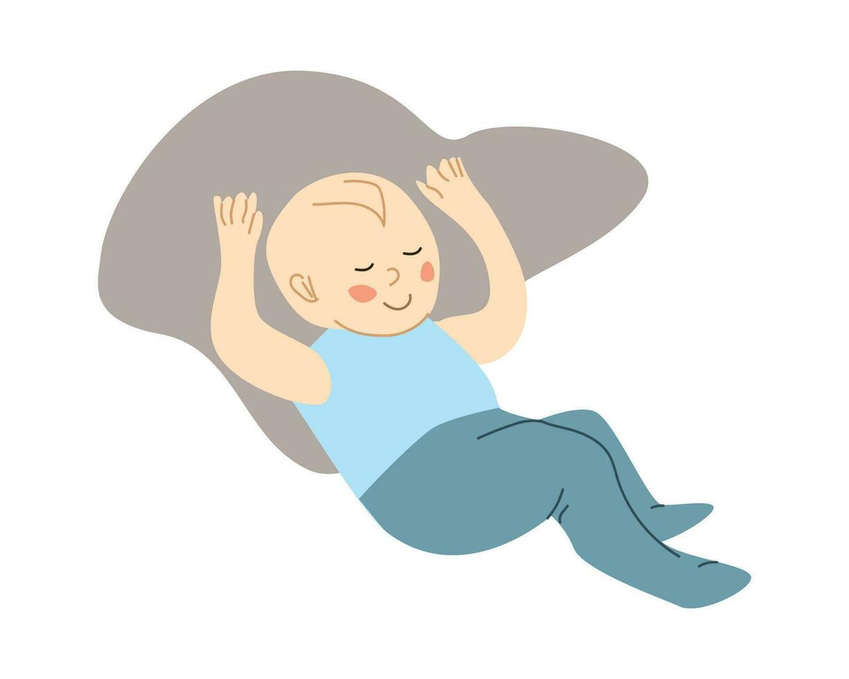 cartoon sleeping baby smiling vector