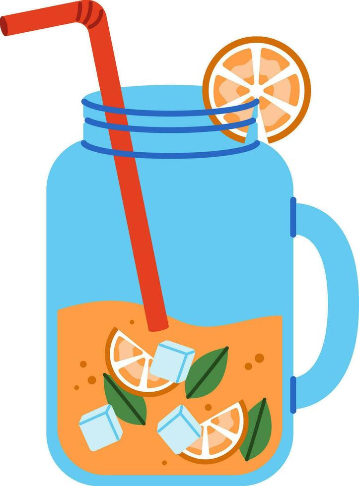 Cute lemonade with straw. vector