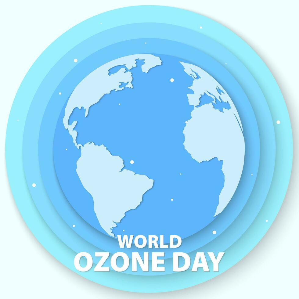 World ozone day concept background with world globe. Ozone day paper cut design. Vector illustration