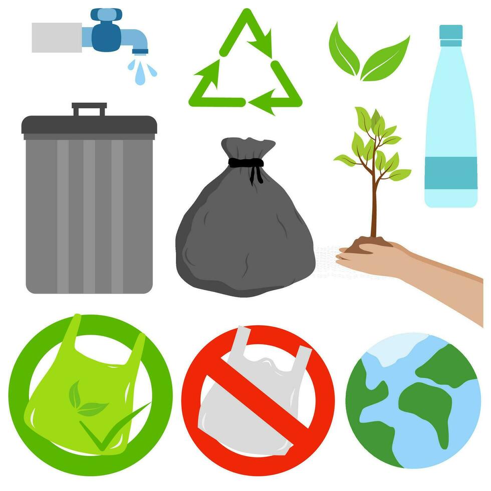 reciclaje elemento colocar. ambiental Campaña diseño vector